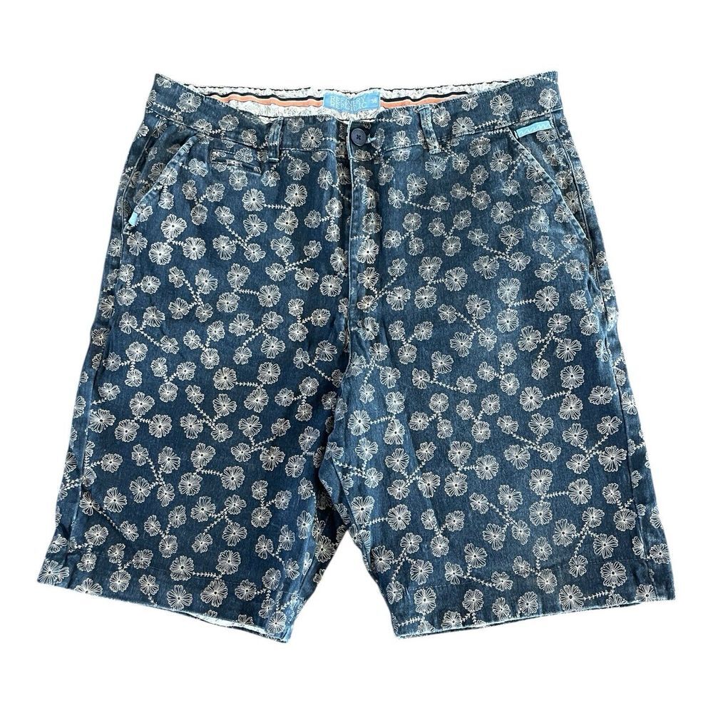 Refinery Republic Shorts Mens 38 inch Tropical Stretch Blue Jean Floral Print